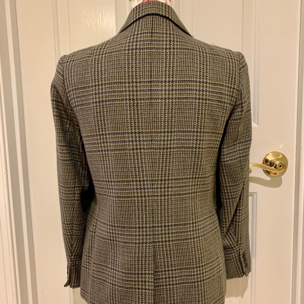Talbots olive plaid wool blazer size 4 - Picture 2 of 8
